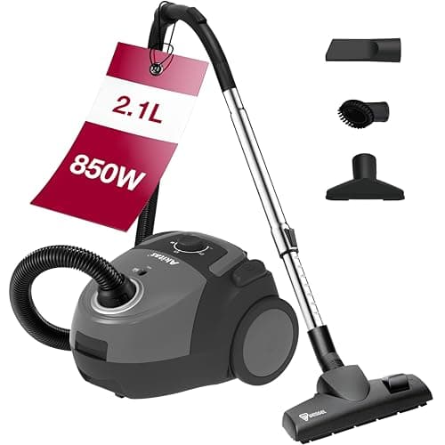 Image of Akitas C5 Bagged Vacuum Cleaner, 9m Cleaning Reach, 850W High Suction for Carpet & Hard Floor, HEPA Filtration for Allergies & Pets, with German Wessel-Werk Head & 3 Tools, Compact & Lightweight