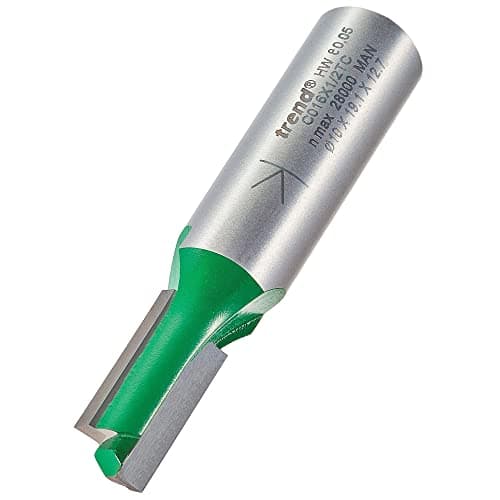 Image of Trend CraftPro Straight Two Flute Router Cutter Bit, 1/2 Inch Shank, 10mm Cut Diameter & 19.1mm Cut Length, Tungsten Carbide Tipped, C016X1/2TC