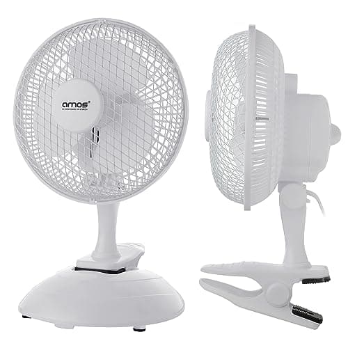 Image of AMOS 6" 2 in 1 Clip On & Stand Desk Table Shelf Fan Portable 2 Speed Adjustable 360° Rotating Tilting Tilt Electric Air Cooling Home Office Fan