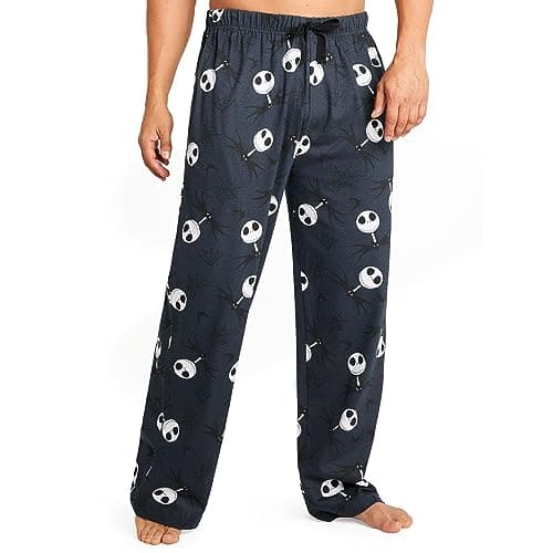 Image of Disney Mens Pyjama Bottoms PJs Loungewear Nightwear Teenagers Comfy Soft Trousers Lounge Pants with Pockets Sleepwear Gifts for Men (XL, Navy Jack)