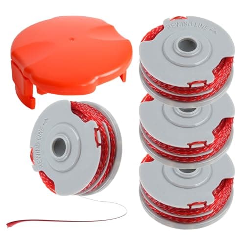Image of FLY021 Strimmer Spool and FLY060 Spool Cover for Flymo Contour XT Mini Trim Power Trim Multi Trim, 1.5mm Double Autofeed Spool Line and Cover (4 spool + 1cover)