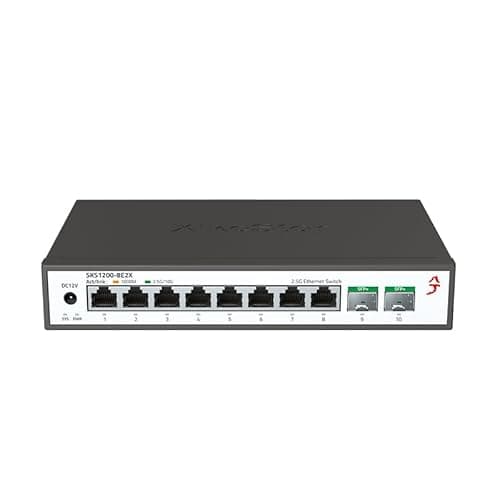 Image of XikeStor 2.5G Network Switch| 8 Port 2.5G Unmanaged Ethernet Switch with 2x10G SFP+ , 2.5 Gigabit Network Switch, 2.5Gb Ethernet Hub, Plug & Play, Metal Housing, Desktop/Wall-Mount