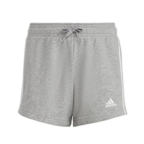 Image of adidas Girl's Essentials 3-Stripes Shorts, Medium Grey Heather/White, 14-15 Years