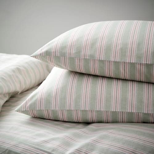 Image of Christy Calder Stripe Standard Pillowcase Pair | 75 cm X 50 cm| Timeless Design | Super Soft and Silky Finish | Pink