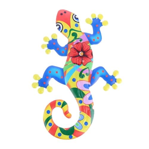 Image of Zerodeko Creative Iron Gecko Wall Decor for Home and Office Blue Lizard Wall Ornament Sculpture Sturdy Decoration for Indoor and Outdoor Spaces
