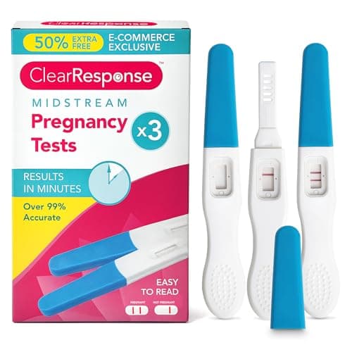 Image of SOL 3pk Clear Response Midstream Early Detection Pregnancy Test Kit - 99% Accurate After First Missed Period, Easy Instructions, Foil Wrapped, Reliable Testing, Long Expiry and Peace of Mind
