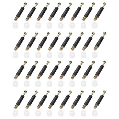 Image of sourcing map 50Pcs Plastic Hinge Dowel Inserts, M6 x 10.5mm Furniture Pre-Inserted Nuts with Dowels Screws for Kitchen Cabinet Door Hinges, White