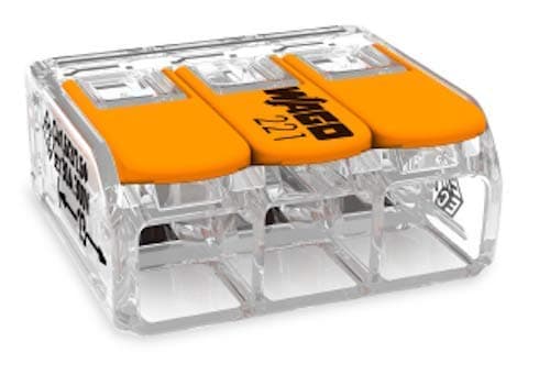 Image of Wago 221-613 Connection Terminals 3 Wires with Control Lever 0.5-6 mm² Small Transparent Pack of 20