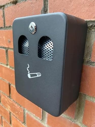 Image of DWD® Ash bin Wall Mounted Ashtray Black Outside Pub Garden Office Restaurant Smoking Box Tray Cigarette Removable Steel ash bin with lockable drop-down front for security 20cm H x 16cm W x 8.5cm D