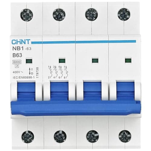 Image of Chint NB1-63B4P06 Miniature Circuit Breaker, 6 A, 4 Pole, B Curve, 6 kA
