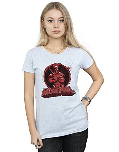 Image of Marvel Women's Deadpool Crossed Arms Logo T-Shirt Sport Grey Medium