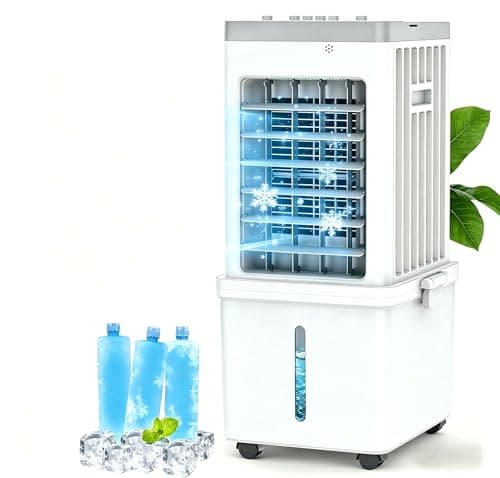Image of 12L Portable Air Conditioner, Evaporative Air Cooler Fan with 3 Speeds & 120°Oscillation, 35dB Quiet Cooling Fan, Space-Saving Low Energy Fan with Wheels for Home Office & Bedroom, Kids & Pet Friendly