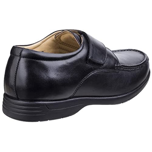 Image of Fleet & Foster Mens Fred Dual Fit Touch Fastening Moccasin Shoes Black