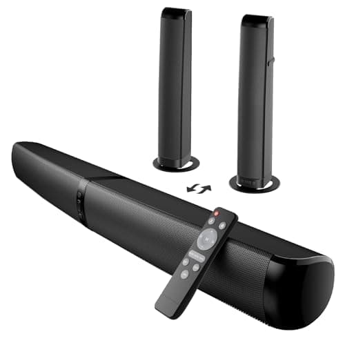 Image of GarageRock Soundbar for TV, 2026 Upgrade 90W Soundbar, 2-in-1 Detachable Sound Bar for TV, Bluetooth TV Speaker with ARC/Optical/AUX Connect, Home Theater Sound for TV/PC/Projectors/Gift