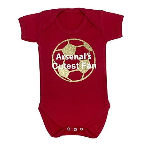Image of Little Secrets Clothing Arsenal Football Newborn Baby Bodysuit, Cutest Fan Red Romper for Boys and Girls (0-3 Months)