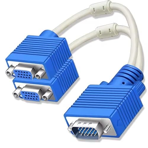 Image of AYMBH VGA Splitter Cable 0.3m | Dual Port Y Splitter 1 In 2 Out | 1080P VGA Adapter for LCD TV, Projector, Displays | Screen Duplication Only | High-Performance Anti-Interference | Plug & Play