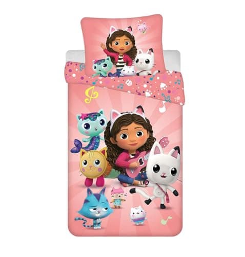Image of Gabby's Dollhouse Single Duvet Cover 140 x 200 cm and Pillowcase Set 70 x 90 cm, Pink