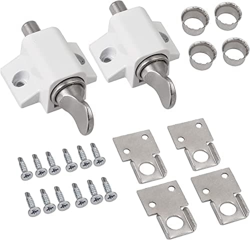 Image of eSynic No Keys Version 2Pcs Sliding Patio Lock Sliding Patio Door Catches Set Security Lock Window and Patio Door Window Bolt Universal Locks for Baby Safety -White