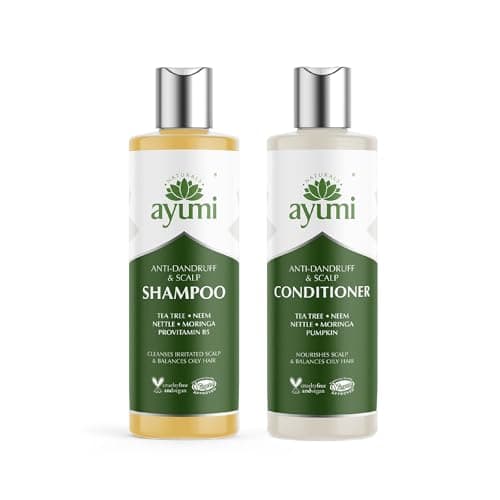 Image of Ayumi Anti Dandruff Shampoo and Conditioner Sets | Neem Anti Dandruff Shampoo for Oily Scalp | Tea Tree OilConditioner for Hair Treatment | Sulphate Free HairShampoo and Conditioner Sets | 2 x 250 ml