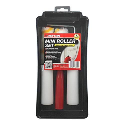 Image of DEKTON DT95856 6Pc Mini Roller Set Gloss & Emulsion, with Paint Tray