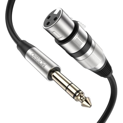 Image of MOSWAG XLR Female to 1/4 TRS Cables, 6.6FT/2M XLR to 6.35mm Microphone Cable, Mic Cable 3 Pin Balanced Shielded XLR Cable for Speaker Wire, DJ Equipment, Audio Sound Consoles, Recording Studio