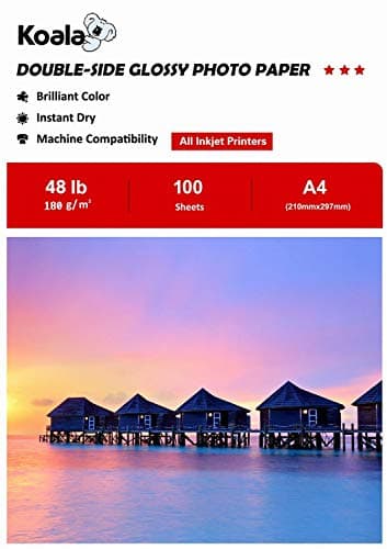Image of KOALA Double Sided Glossy Inkjet Photo Paper A4, 180gsm, 100 Sheets for Inkjet Printers. Suitable for Printing Photos, Brochures, Covers, Certificates, Booklets, Flyers, Leaflets, Cards, Calendars