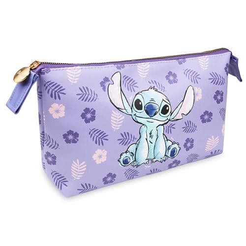Image of Disney Toiletry Bag for Women and Teens - Cute Travel Accessories, Make Up Bag (Purple Stitch)