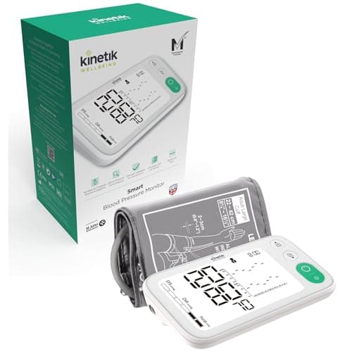 Image of Kinetik Wellbeing Smart Blood Pressure Machine - Bluetooth Arm Blood Pressure Monitors Large Cuff Universal (22-45cm) - Safe in Pregnancy & Diabetics - Bp Monitor Menopause Friendly