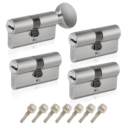 Image of SEPOX Euro Cylinders Lock Set 3 Double + 1 Thumb-Turn Cylinders (Keyed Alike), 70mm(35/35),High Security 6 Pin, Alloy Casing Brass core Anti-Drill Anti-Pick Door Barrel for Home,Office