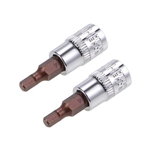 Image of sourcing map 2pcs 1/4" Drive x H4 (4mm) Hex Bit Socket, S2 Steel Bits CR-V Sockets 38mm Length Use with Ratchet Wrench, Slide Bar, Extension Rod