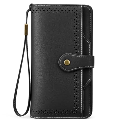 Image of S-ZONE Women's RFID Blocking Wristlet Wallet Purse with 32 Card Slots Small Clutch Bag Fit for 6.3 in Phone