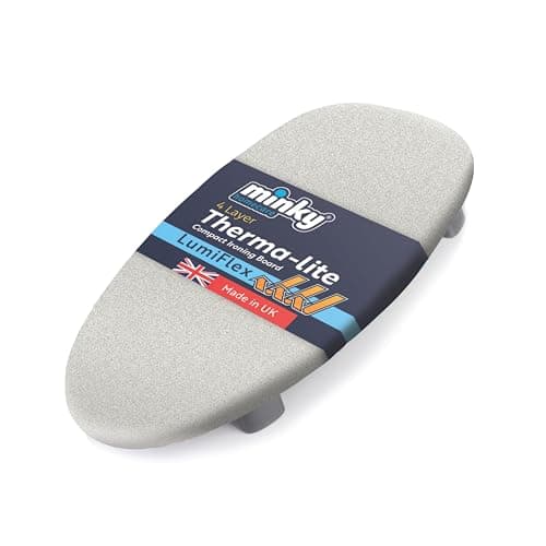 Image of Minky Table Top Ironing Board, Therma-lite Board, LumiFlex Cover, Compact Iron Table, Non-Slip Folding Legs, Lightweight, 70 x 34cm, UK Manufactured