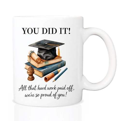 Image of SJAUBKJOG Graduation Gifts Proud of You Gifts Graduation Ceremony Mug for Class of 2026, Congratulations Presents for University Daughter Son Friend, High-Temperature Fired Ceramic Coffee Cup 11oz