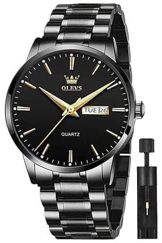Image of OLEVS Mens Watches Stainless Steel Waterproof Date Analog Quartz Watch Classic Luxury Dress Luminous Wrist Watches for Men