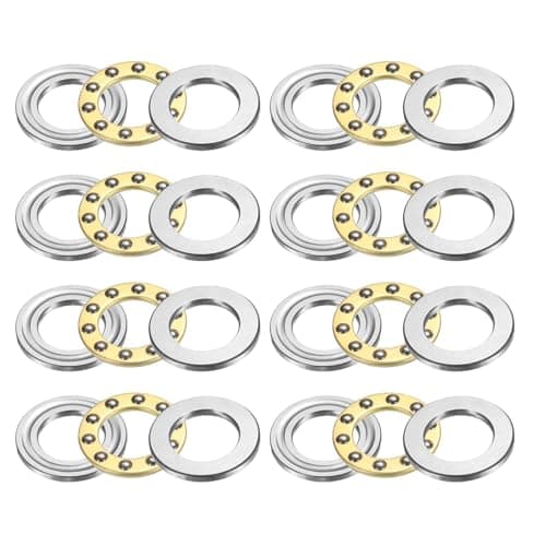Image of sourcing map 8pcs F10-17M Thrust Ball Bearings, 10mm x 17mm x 5mm Miniature Thrust Bearing with Washers Chrome Steel Single Direction for Conveyor Systems Machine Tools