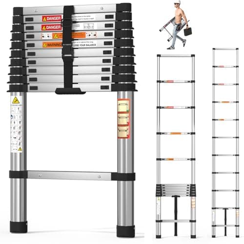 Image of 3.2m Thickened Telescopic Ladder Extendable Ladder Stainless Steel Telescoping Ladder 10.5FT Step Ladders 330lbs Capacity, Stronger than Aluminum Ladder