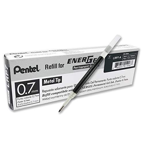 Image of Pentel 0.7 mm EnerGel Permanent Ink Refills - Black Ink (Pack of 12 Refills)