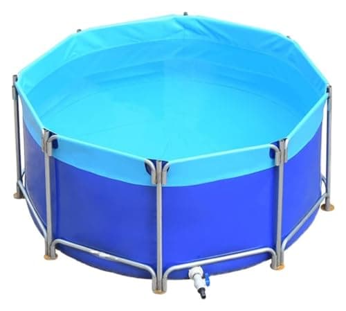 Image of Lar Round Outdoor Waterproof Pond, Elevated Metal e, Ideal for Koi, Kids' Play, and Garden Det, and Foldable Design for Easy Sto.