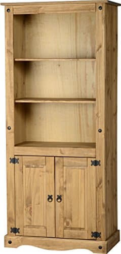 Image of Seconique Corona 2 Door Display Unit/Bookcase in Distressed Waxed Pine
