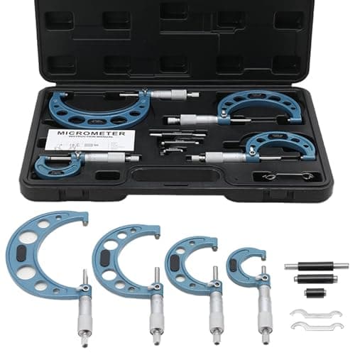 Image of NICCOO Outside Micrometer Set External Measuring Caliper 0-4inch Range 0.0001inch High Precision Machinist Tool with Storage Box