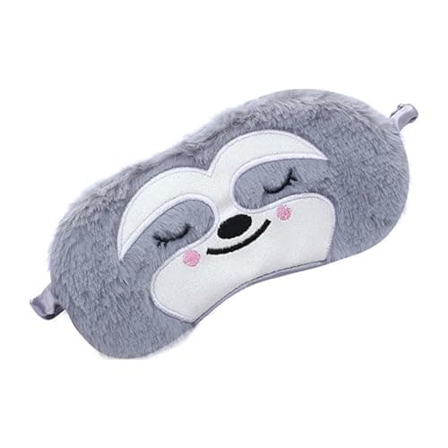 Image of Sloth Eye Mask for Sleeping, Cute Sloth Animal Soft Fluffy Plush Sleep Mask, Novelty Funny Blindfold Breathable Sleep Eye Mask, Travel Eye Cover Eyeshade for Kids Adults Girls Boys Women Men (Gray)