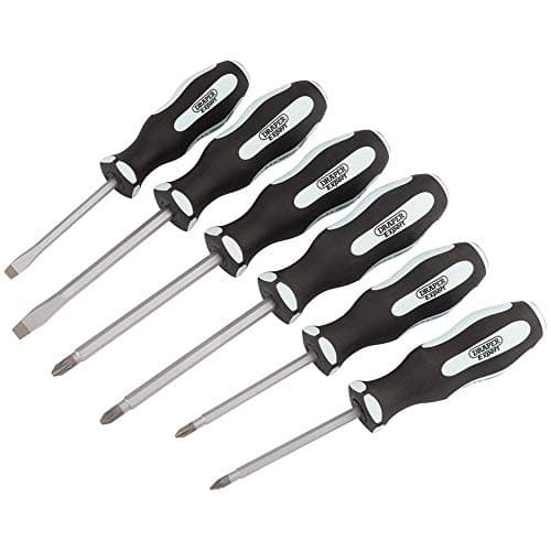 Image of Draper 63590 Pound Thru Plain Slot Soft Grip Screwdriver Set, 6 Piece