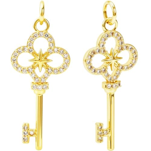 Image of Joez Wonderful 2 Pcs Gold North Star Charms, Rhinestone Charm with Jump Rings, Star Pendants for DIY Crafts, Necklace, Bracelet, Jewelry Making (Style2)