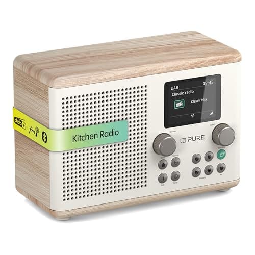 Image of Pure Classic H4 Digital Kitchen Radio (DAB+/FM, Bluetooth, USB, AUX, Kitchen Timer, Alarm), Cotton White/Oak