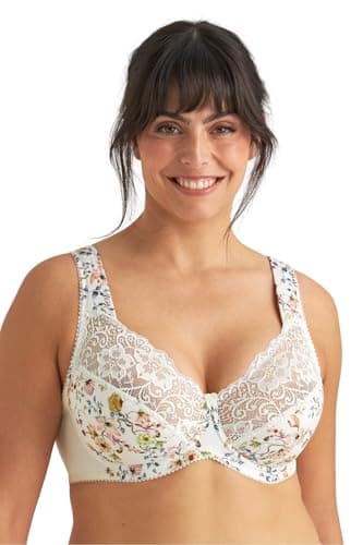 Image of Miss Mary of Sweden Fauna Underwired Bra – Full Cup, Lace & Mesh, Extra Support & Lift 42DD Champagne