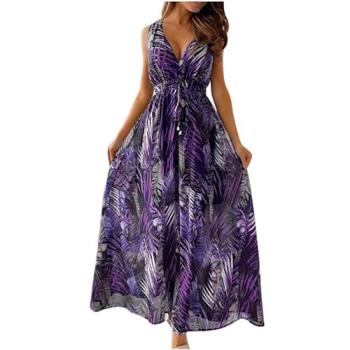 Image of Floaty Summer Dresses for Women UK, Summer Dresses for Women UK midi, Summer Dresses for Women UK Size 10, Dresses for Women UK Long, Purple