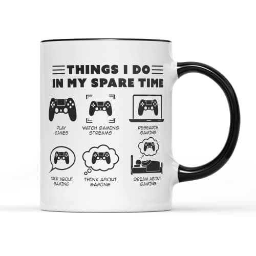 Image of in My Spare Time Gamer Mug - Boys Men Gamer Gaming Gifts Present Idea Teenager Teen Nerdy Video Game Controller Gadget Birthday Christmas Ceramic Tea Coffee Cup (Black Handle Prime)