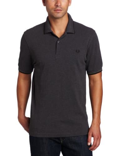 Image of Fred Perry Men's Polo Shirt, Graphite Marl/1966 Olive/Black, XS