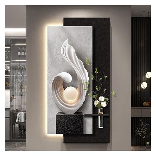 Image of Qxgylz 3D Wall Art Decor With LED Light, Relief LED Decorative Painting, 3D Vision Creative Wall Sculpture Art, Modern Hanging Mural Painting, For Entrance Bedroom(A,140x70cm/55.1x27.6in)