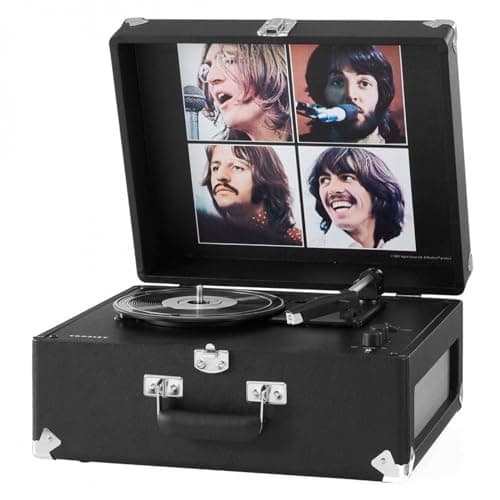 Image of Crosley The Beatles Let It Be Anthology Portable Turntable - PVC Bluetooth Record Player, 3-Speed Suitcase Vinyl Player, Home Turntables for Vinyl Records, Built in Stereo Speakers, AUX, Black
